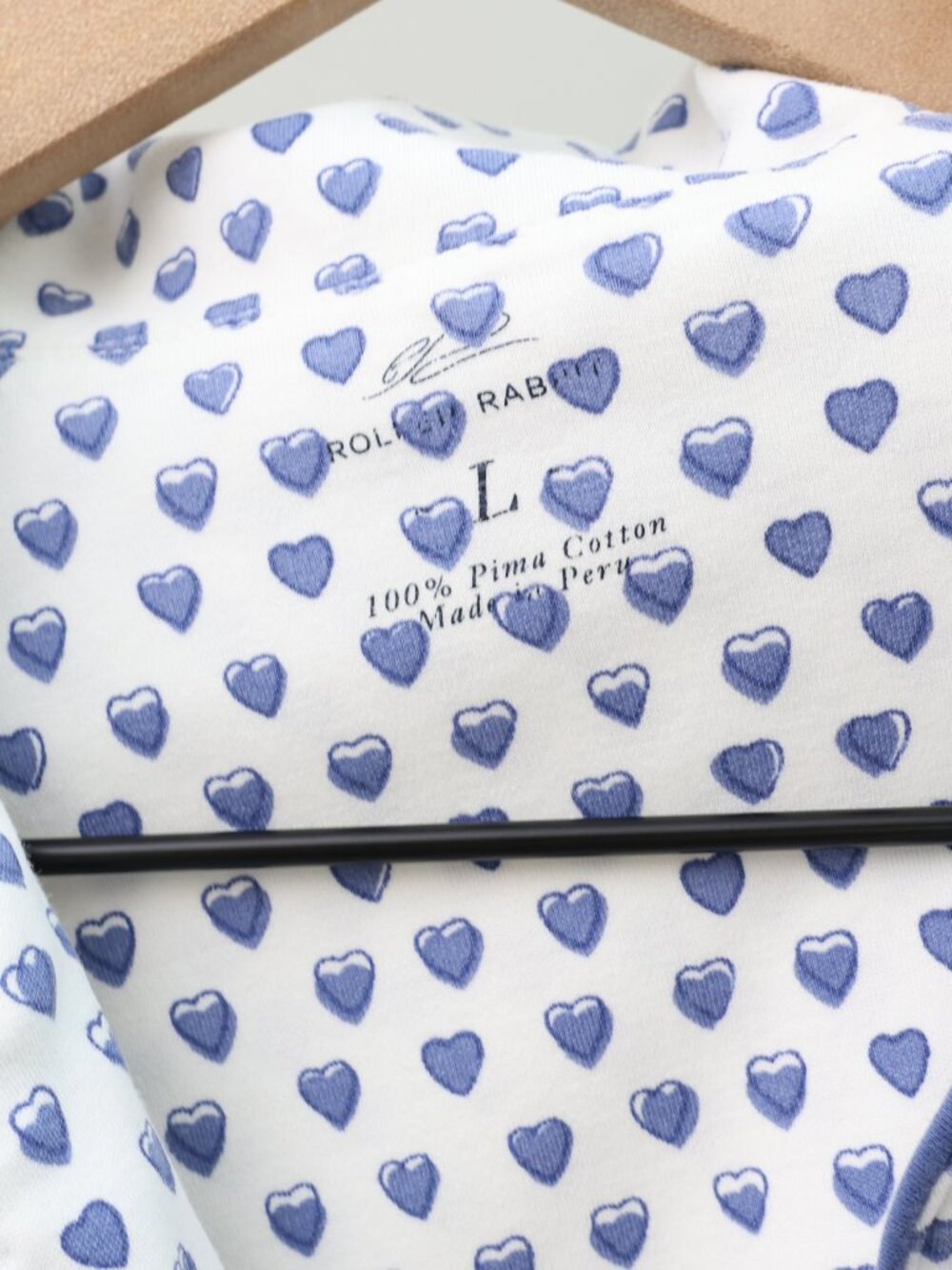 Roller Rabbit Hearts Polo Pajama Top White Blue Large - Picture 4 of 4